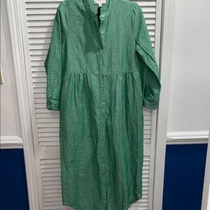 Pomander Place Green Long Sleeve Sundress with Mandarin Collar